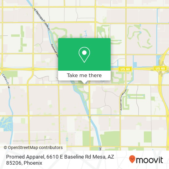 Mapa de Promed Apparel, 6610 E Baseline Rd Mesa, AZ 85206