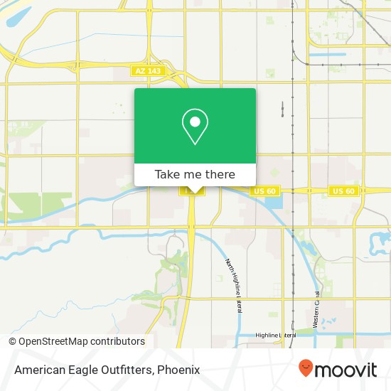 Mapa de American Eagle Outfitters, 5000 S Arizona Mills Cir Tempe, AZ 85282