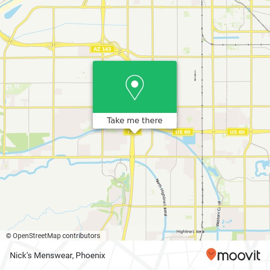 Mapa de Nick's Menswear, 5000 S Arizona Mills Cir Tempe, AZ 85282