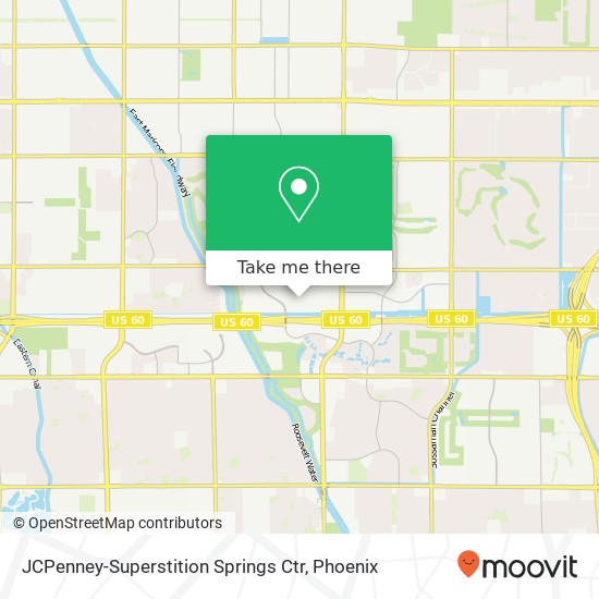 Mapa de JCPenney-Superstition Springs Ctr, 6525 E Southern Ave Mesa, AZ 85206