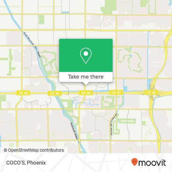 Mapa de COCO'S, 1411 S Power Rd Mesa, AZ 85206