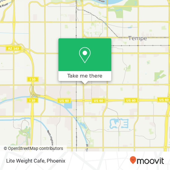 Mapa de Lite Weight Cafe, 63 E Southern Ave Tempe, AZ 85282