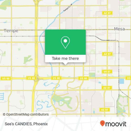 Mapa de See's CANDIES, 1810 W Southern Ave Mesa, AZ 85202