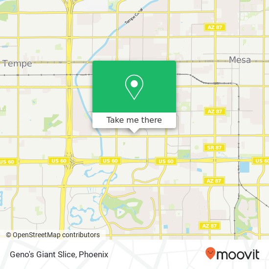 Mapa de Geno's Giant Slice, 1720 W Southern Ave Mesa, AZ 85202
