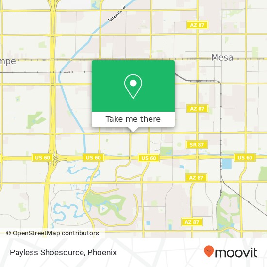 Mapa de Payless Shoesource, 1445 W Southern Ave Mesa, AZ 85202