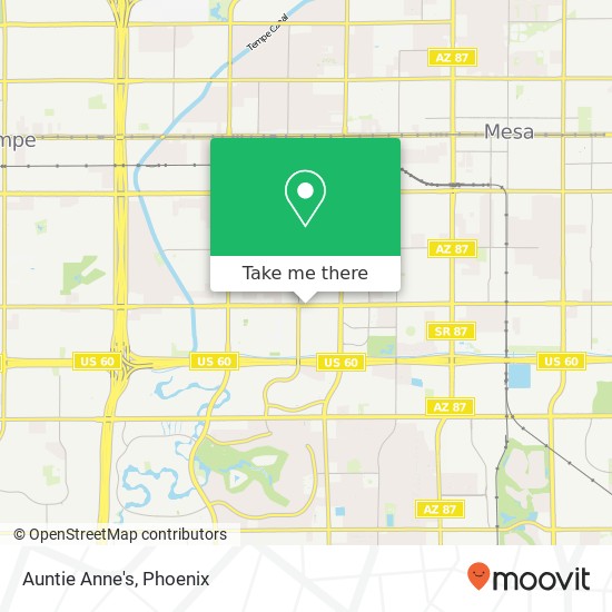Mapa de Auntie Anne's, 1445 W Southern Ave Mesa, AZ 85202