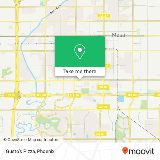 Mapa de Gusto's Pizza, 1038 W Southern Ave Mesa, AZ 85210