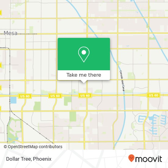 Mapa de Dollar Tree, 1260 S Gilbert Rd Mesa, AZ 85204