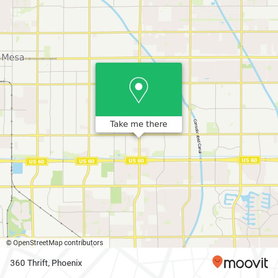 Mapa de 360 Thrift, 1244 S Gilbert Rd Mesa, AZ 85204