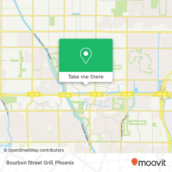 Mapa de Bourbon Street Grill, Mesa, AZ 85206