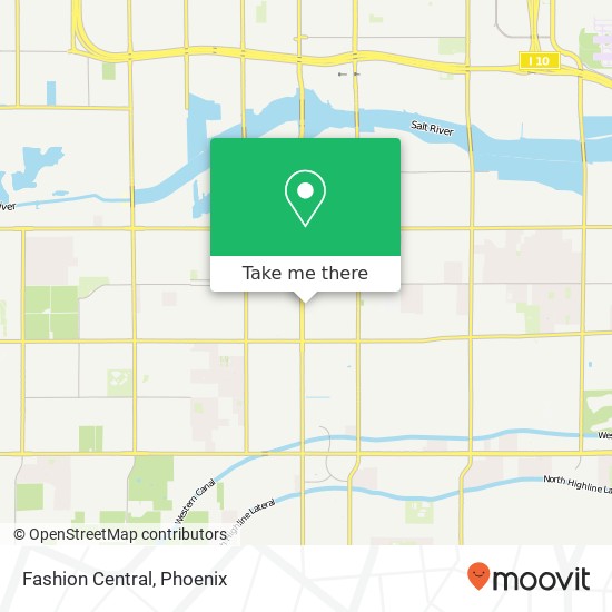 Mapa de Fashion Central, 5425 S Central Ave Phoenix, AZ 85040