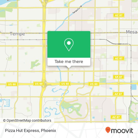 Mapa de Pizza Hut Express, 1125 S Dobson Rd Mesa, AZ 85202