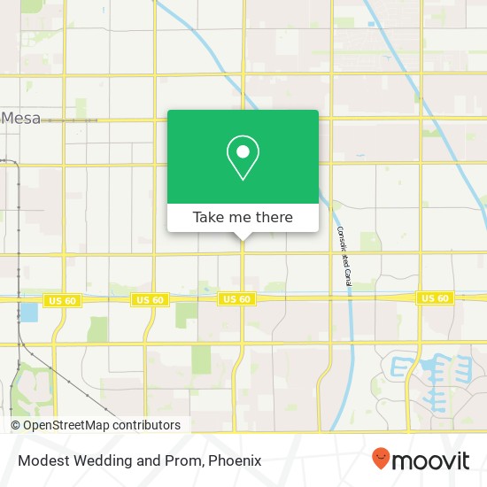 Mapa de Modest Wedding and Prom, 1107 S Gilbert Rd Mesa, AZ 85204