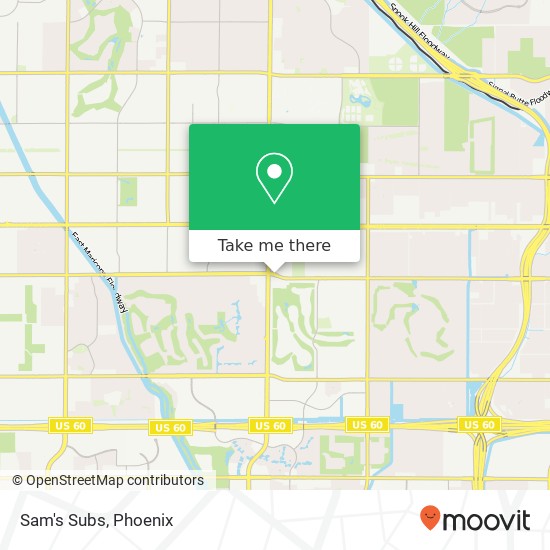 Mapa de Sam's Subs, 6807 E Broadway Rd Mesa, AZ 85208