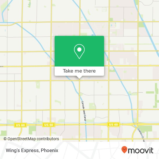 Mapa de Wing's Express, 361 S Lindsay Rd Mesa, AZ 85204