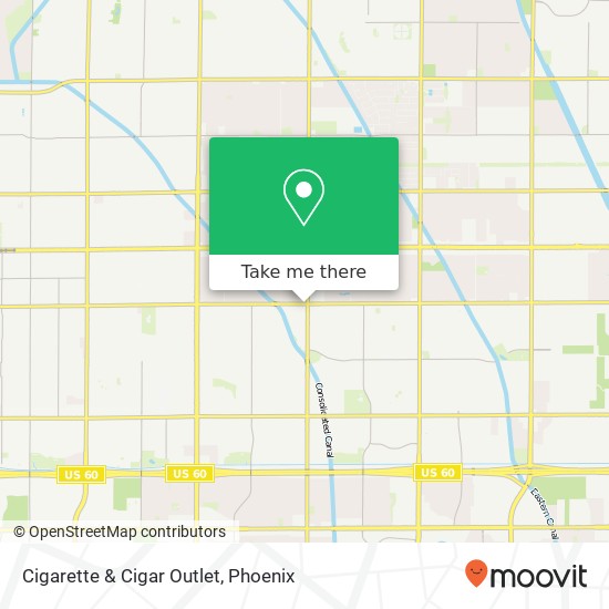 Mapa de Cigarette & Cigar Outlet, 2753 E Broadway Rd Mesa, AZ 85204