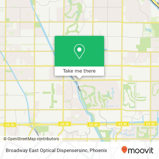 Mapa de Broadway East Optical Dispensersinc, 5620 E Broadway Rd Mesa, AZ 85206
