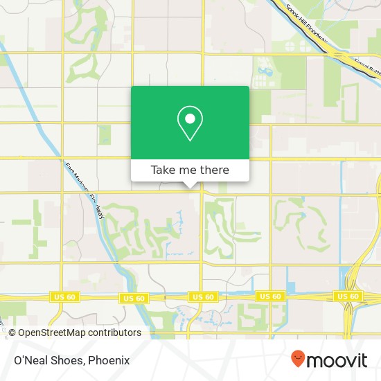 Mapa de O'Neal Shoes, 6712 E Broadway Rd Mesa, AZ 85206