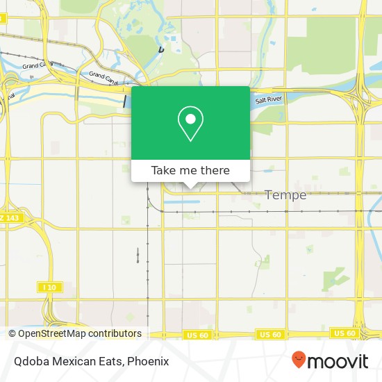 Mapa de Qdoba Mexican Eats, 1290 S Normal Ave Tempe, AZ 85281