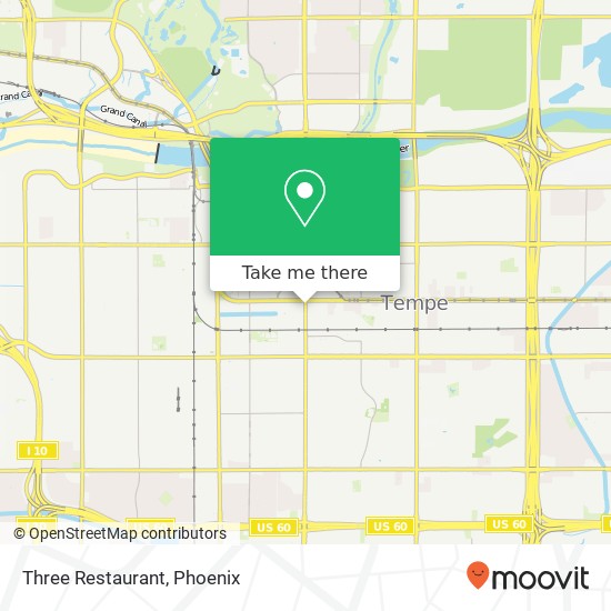Mapa de Three Restaurant, 1333 S Rural Rd Tempe, AZ 85281