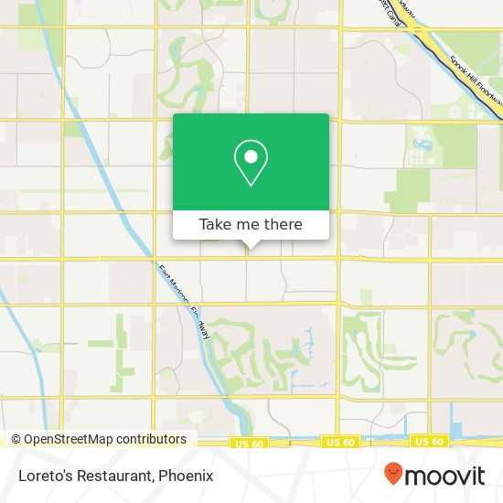 Mapa de Loreto's Restaurant, 6144 E Main St Mesa, AZ 85205