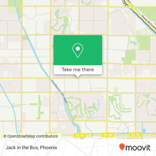 Mapa de Jack in the Box, 5961 E Main St Mesa, AZ 85205