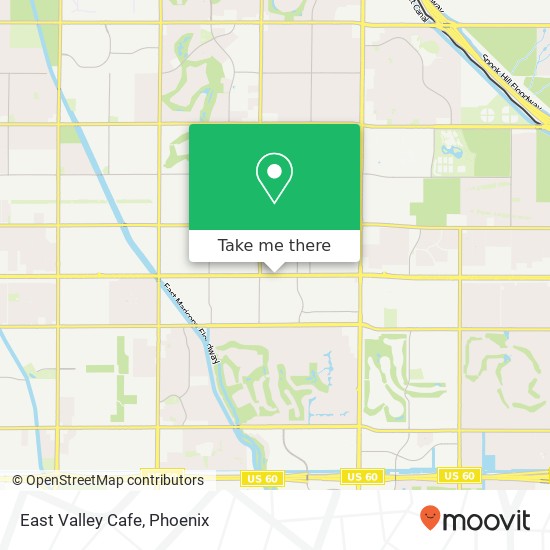 Mapa de East Valley Cafe, 6102 E Main St Mesa, AZ 85205