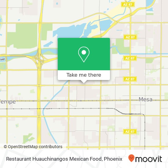 Mapa de Restaurant Huauchinangos Mexican Food, 1620 W University Dr Mesa, AZ 85201