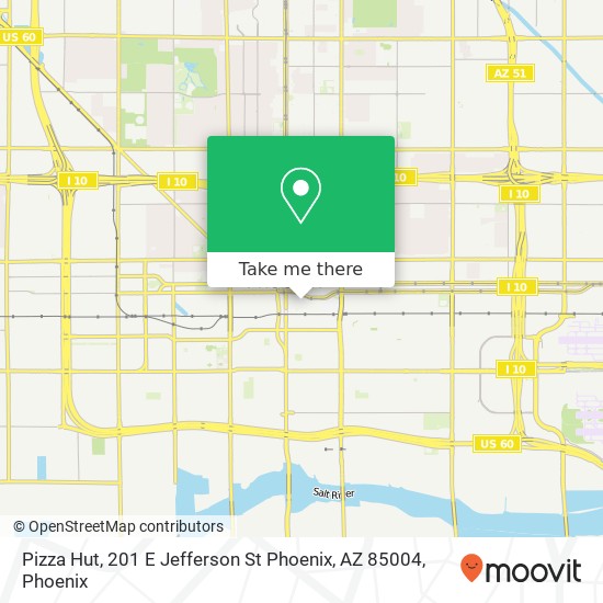 Mapa de Pizza Hut, 201 E Jefferson St Phoenix, AZ 85004