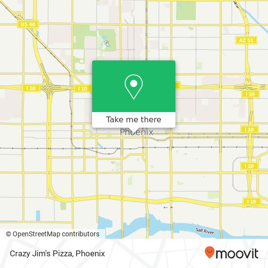 Mapa de Crazy Jim's Pizza, 305 W Washington St Phoenix, AZ 85003