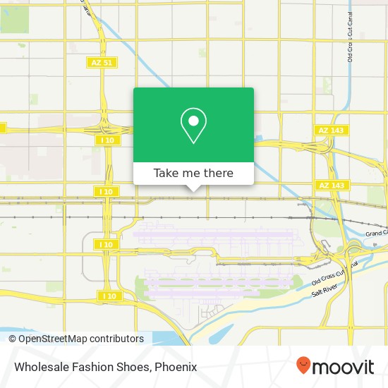 Mapa de Wholesale Fashion Shoes, 3030 E Washington St Phoenix, AZ 85034