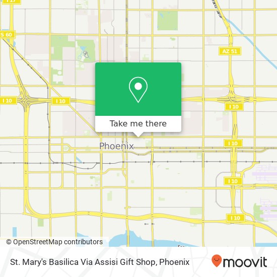 Mapa de St. Mary's Basilica Via Assisi Gift Shop, 231 N 3rd St Phoenix, AZ 85004