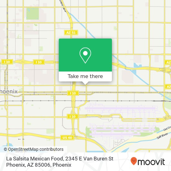 Mapa de La Salsita Mexican Food, 2345 E Van Buren St Phoenix, AZ 85006