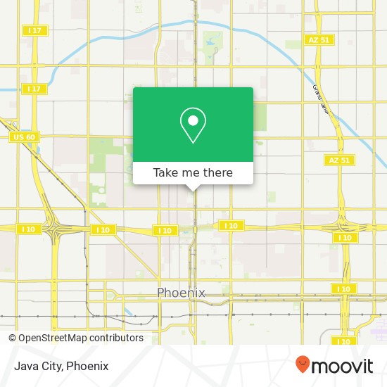 Mapa de Java City, 1850 N Central Ave Phoenix, AZ 85004