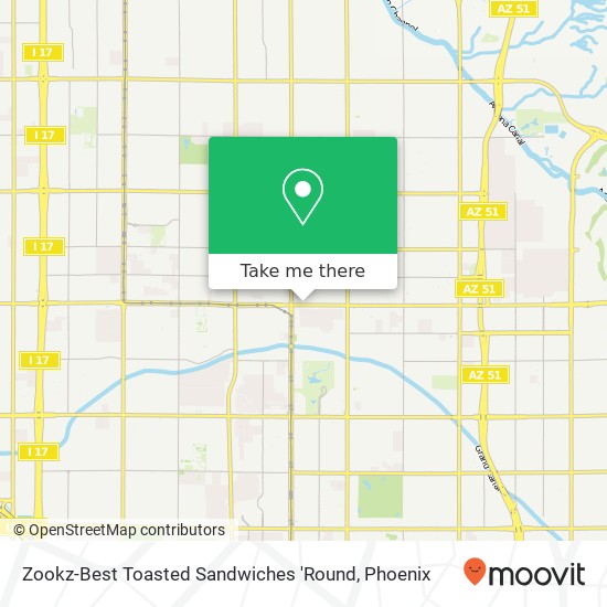 Mapa de Zookz-Best Toasted Sandwiches 'Round, 100 E Camelback Rd Phoenix, AZ 85012