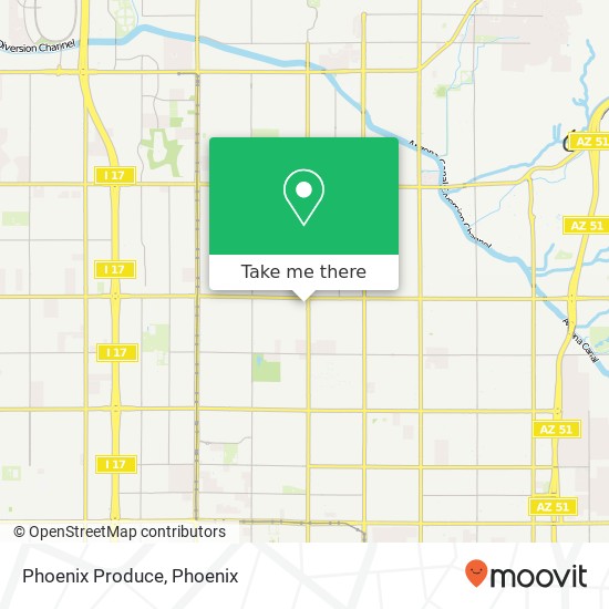 Mapa de Phoenix Produce, 6868 N 7th Ave Phoenix, AZ 85013
