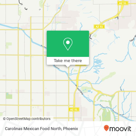 Mapa de Carolinas Mexican Food North, 1599 E Orangewood Ave Phoenix, AZ 85020