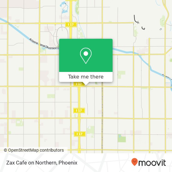 Mapa de Zax Cafe on Northern, 2308 W Northern Ave Phoenix, AZ 85021