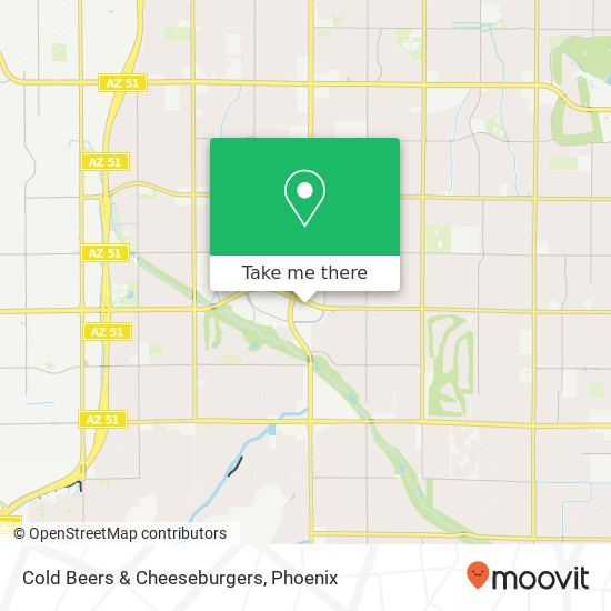 Mapa de Cold Beers & Cheeseburgers, 4731 E Cactus Rd Phoenix, AZ 85032