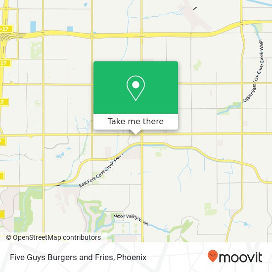Mapa de Five Guys Burgers and Fries, 425 E Bell Rd Phoenix, AZ 85022