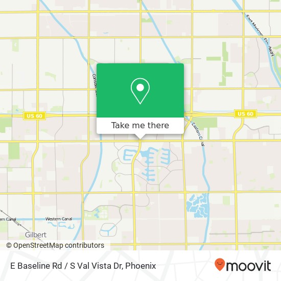 E Baseline Rd / S Val Vista Dr map