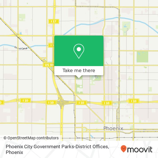 Phoenix City Government Parks-District Offices map