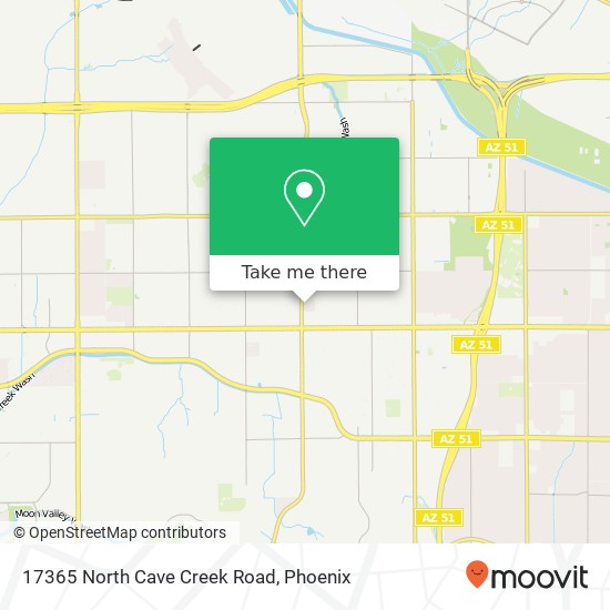 17365 North Cave Creek Road map