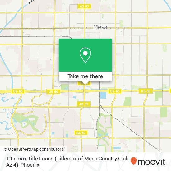 Mapa de Titlemax Title Loans (Titlemax of Mesa Country Club Az 4)