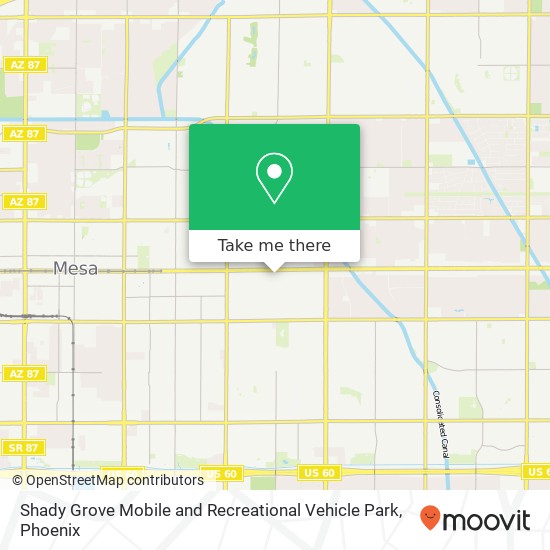 Mapa de Shady Grove Mobile and Recreational Vehicle Park