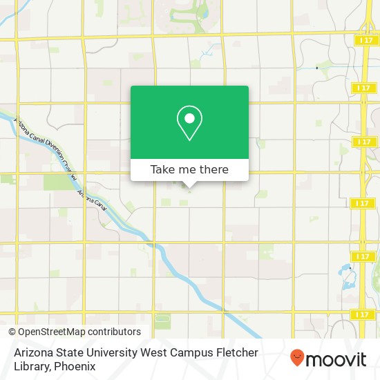 Mapa de Arizona State University West Campus Fletcher Library