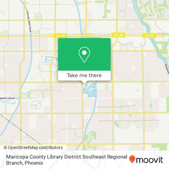 Maricopa County Library District Southeast Regional Branch map
