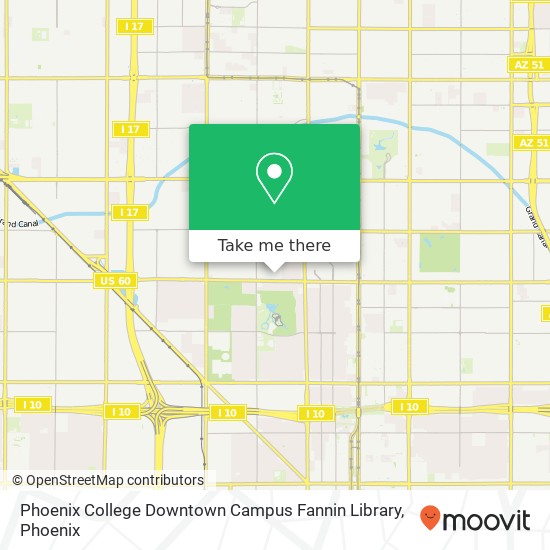 Mapa de Phoenix College Downtown Campus Fannin Library