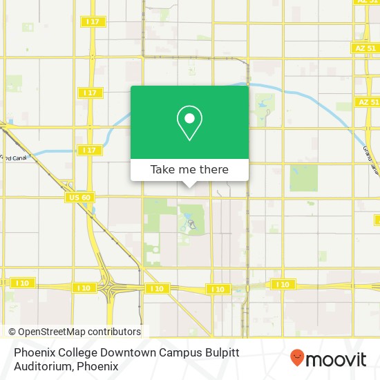 Mapa de Phoenix College Downtown Campus Bulpitt Auditorium
