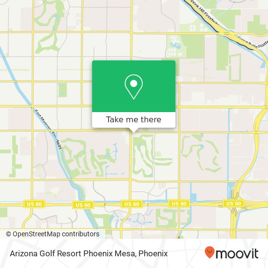 Arizona Golf Resort Phoenix Mesa map